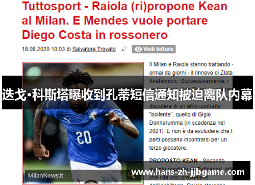 迭戈·科斯塔曝收到孔蒂短信通知被迫离队内幕 迭戈·科斯塔曝收到孔蒂短信通知被迫离队内幕